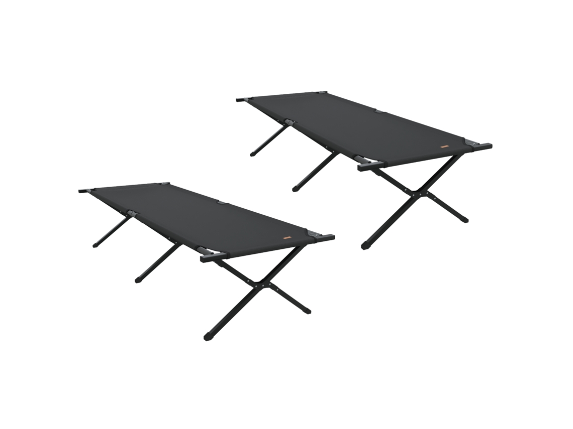 Conjunto 2 Cama Dobrável Vidaxl Preto Oxford (210 X 80 X 46 Cm)