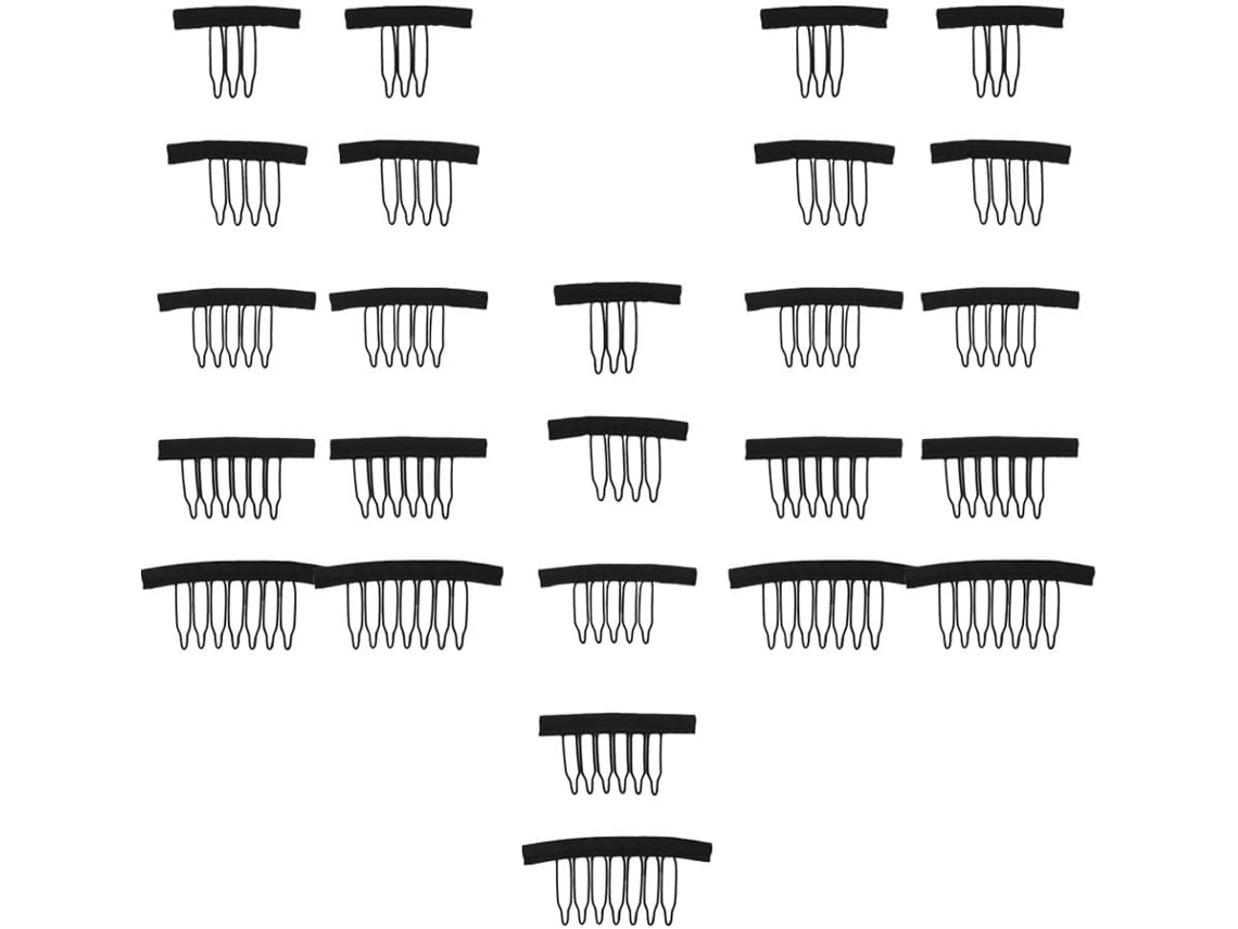 Conjunto De 25 Pentes De Encaixe Para Perucas - 3 A 7 Dentes Para Confecção De Toucas De Peruca.