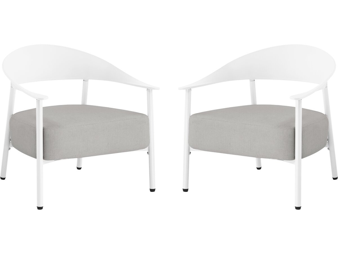 Conjunto De 2 Cadeirões De Jardim ''céora'' Em Plástico E Metal - Branco