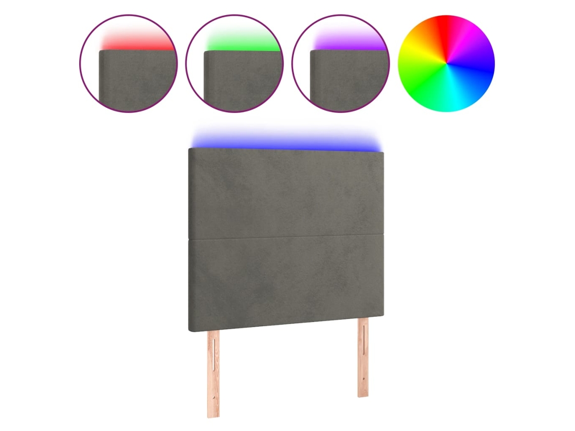 Cabeceira de Cama com Led Veludo Cinza escuro MAISON EXCLUSIVE (80x5x118 cm)