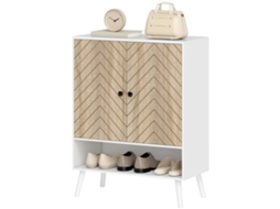 Calçadeira Branco e Natural S/MARCA, 15 pares, prateleiras ajustáveis, compartimento aberto