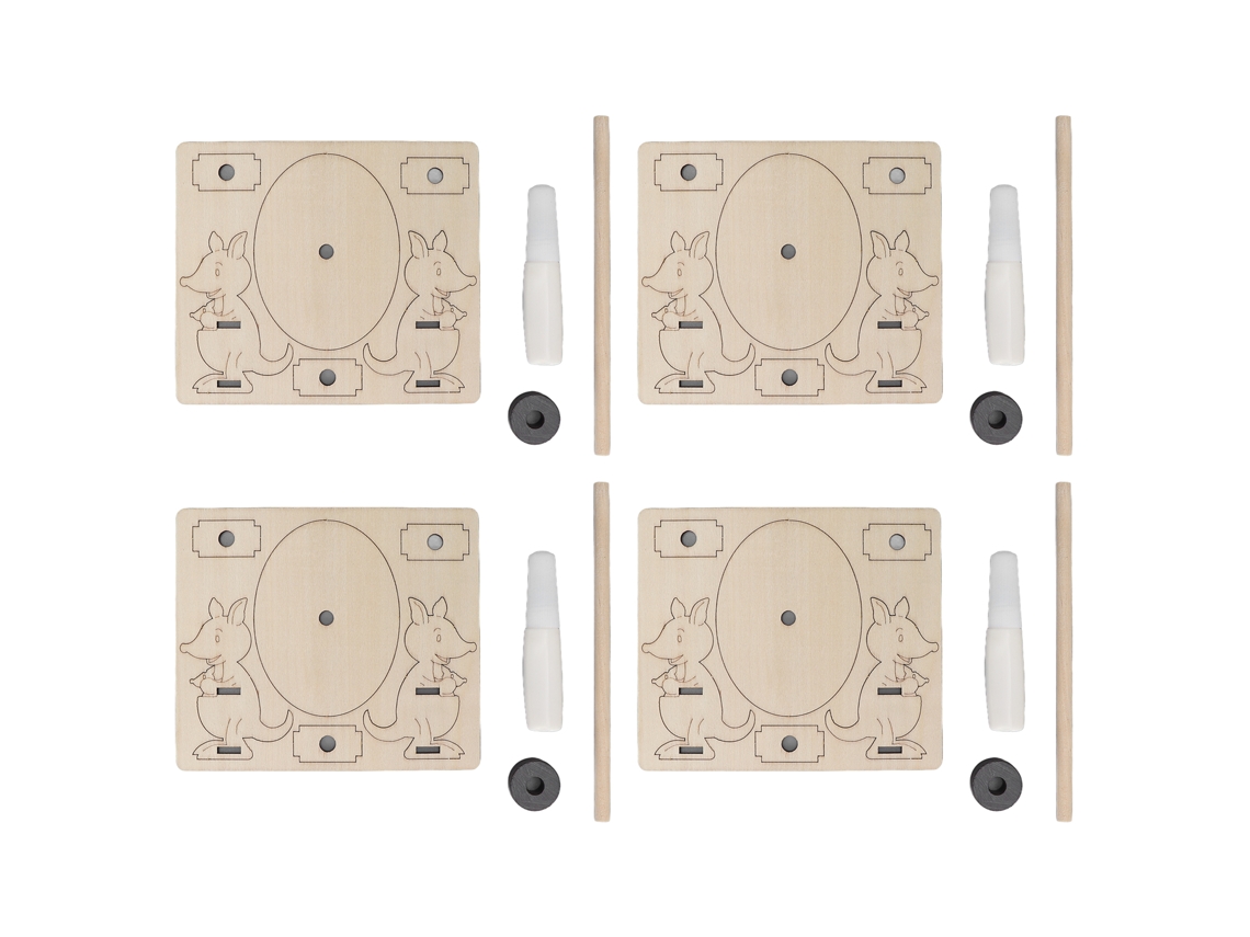 4pcs Kit Científico De Madeira Diy Modelo Canguru Saltador Magnético Para Crianças