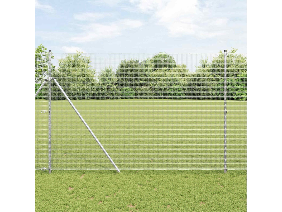 Vidaxl Cerca De Arame Soldado 2500 X 150 Cm Prateado