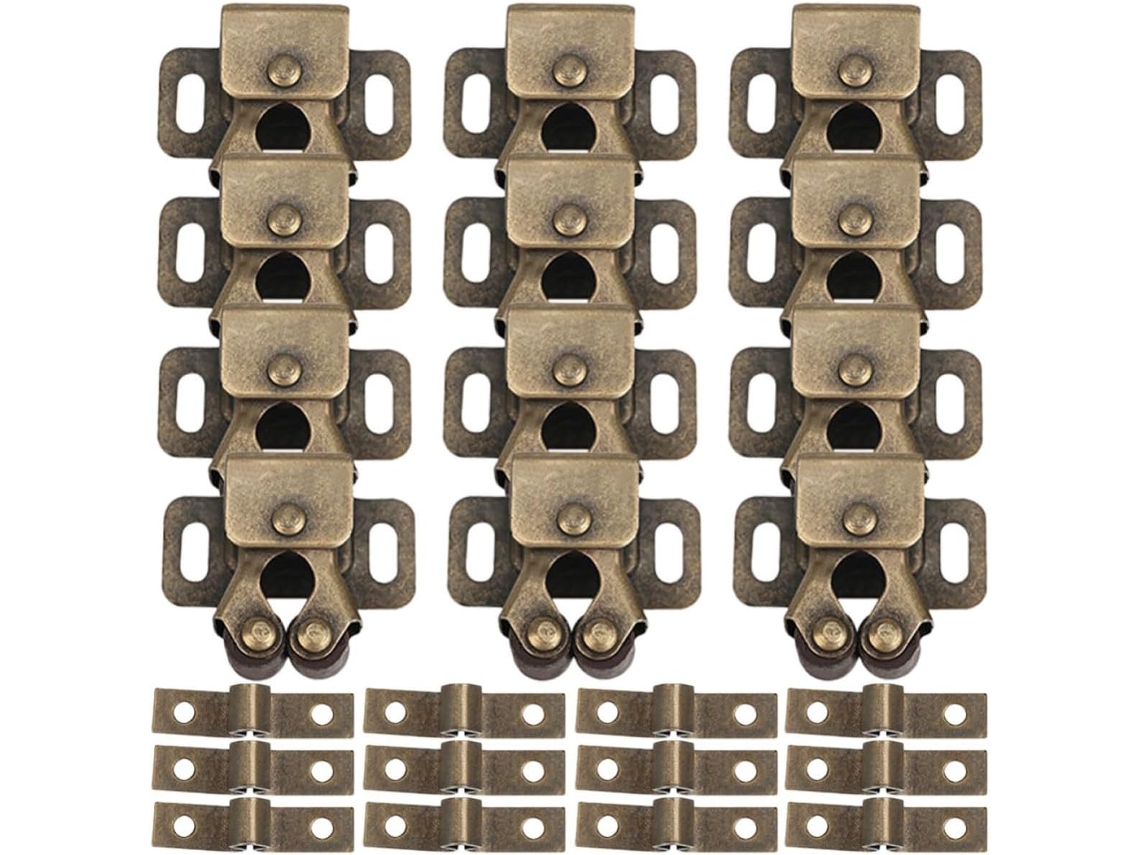 Inoomp 20 Peças Fecho De Rolo Duplo Dourado Em Aço Laminado A Frio Para Portas Armários Com Parafusos Fechamento Seguro