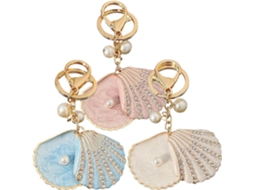 Chaveiros De Liga Metálica Com Contas E Cristais, Com Pingente De Concha, Conjunto De 3 Peças, Decoração.