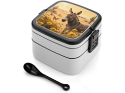 Marmita Bento Donkey And Desert Empilhável Para Adultos, À Prova De Vazamentos, Tamanho Grande, Com Trava E Colher
