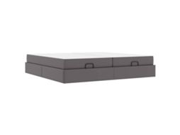 SYFAX™ Estrutura de Cama com Colchão com Colchão 2 Pcs Cinzeto Pvc