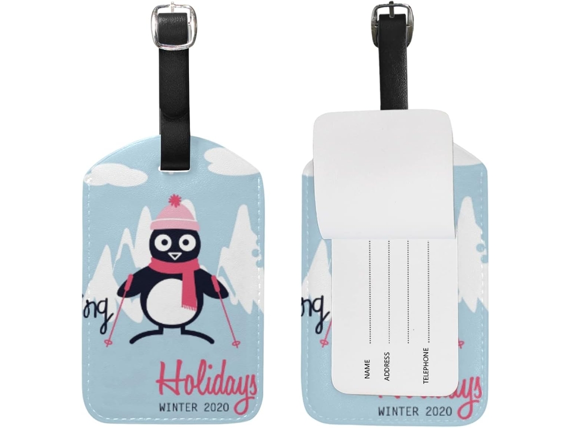 Etiqueta De Bagagem Viagem Com Pinguim Férias Inverno, Com Cartão De Identificação Malas Meninos E Meninas