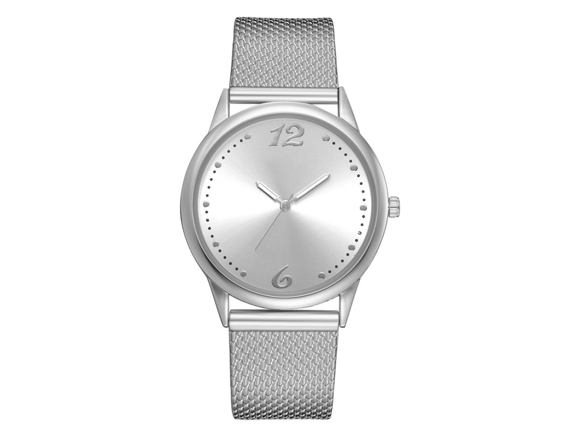 Relógio Vintage de Moda com Pulseira de Silicone Mostrador Redondo de Liga (prata)