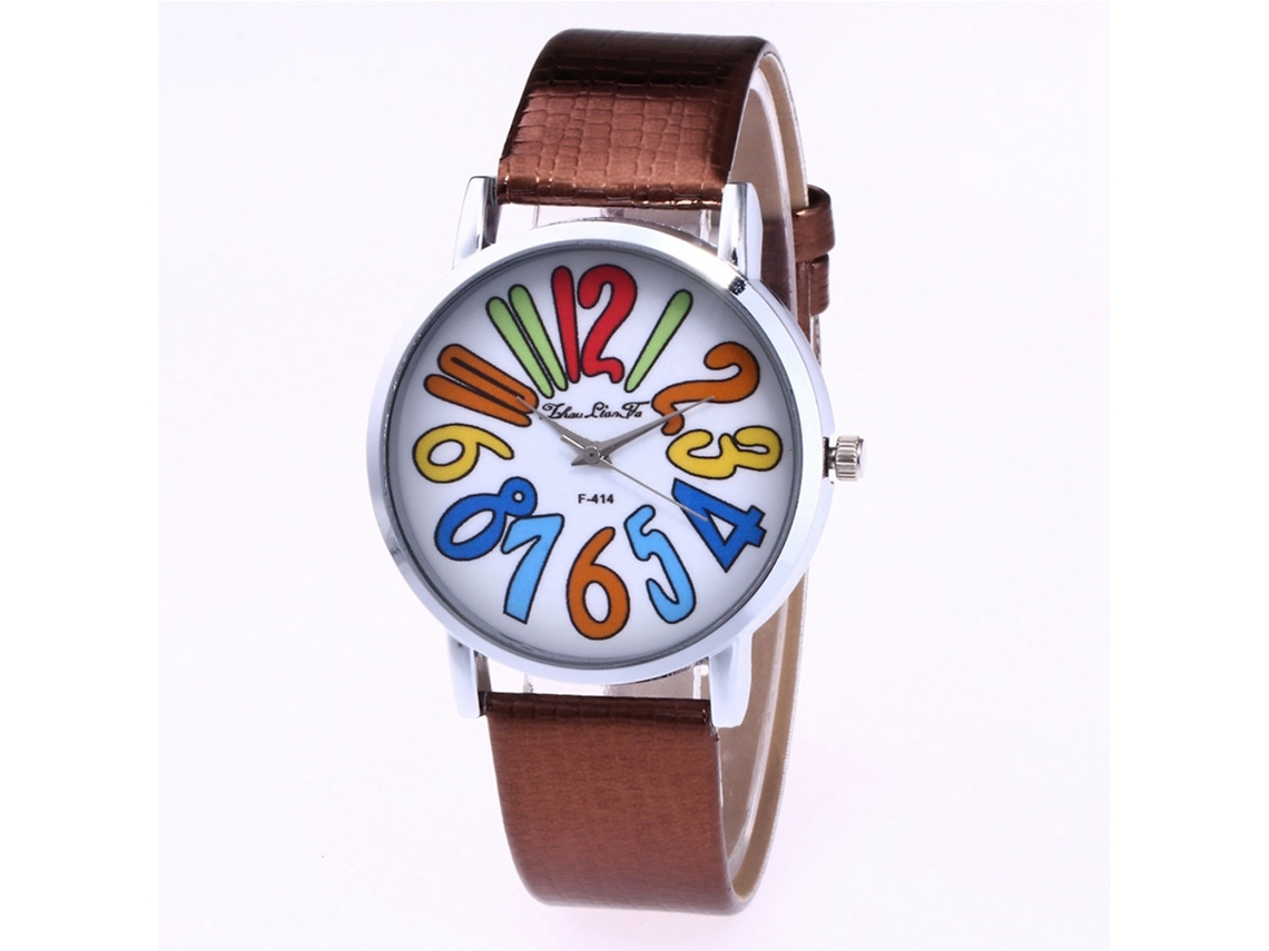 Reloj Casual De Moda Unisex Con Cuerda De Cuero Café Zhoulianfa