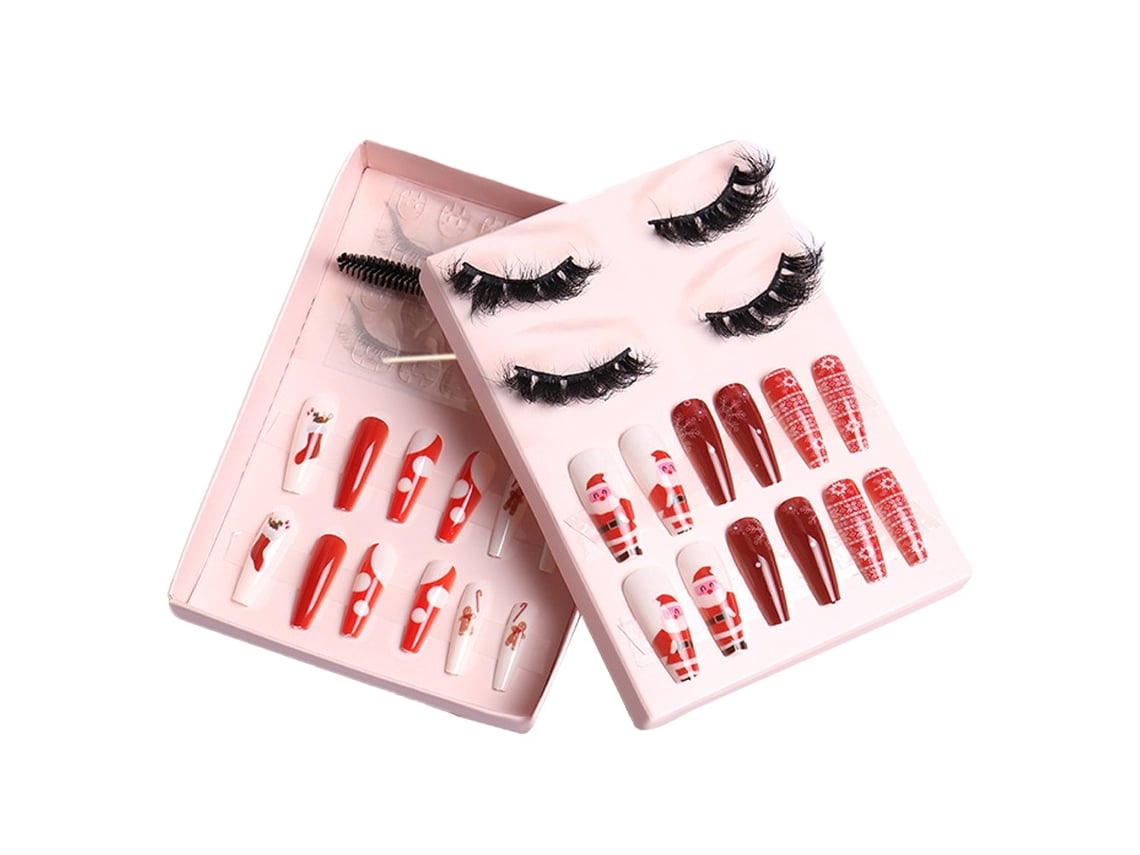Cílios Postiços Elysve Conjunto De Arte Para Unhas De Natal Com Cílios Postiços Moda E Elegância