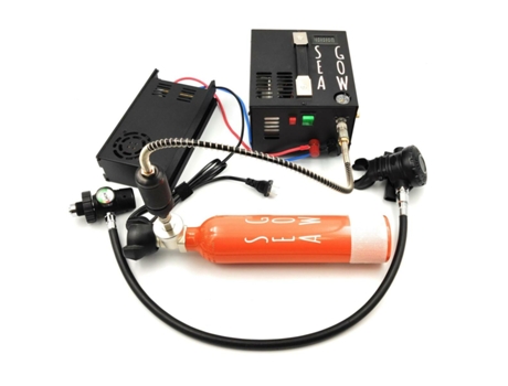Compressor pack 12/220 volts + mini tanque de mergulho + bóia SEAGOW 300 TU