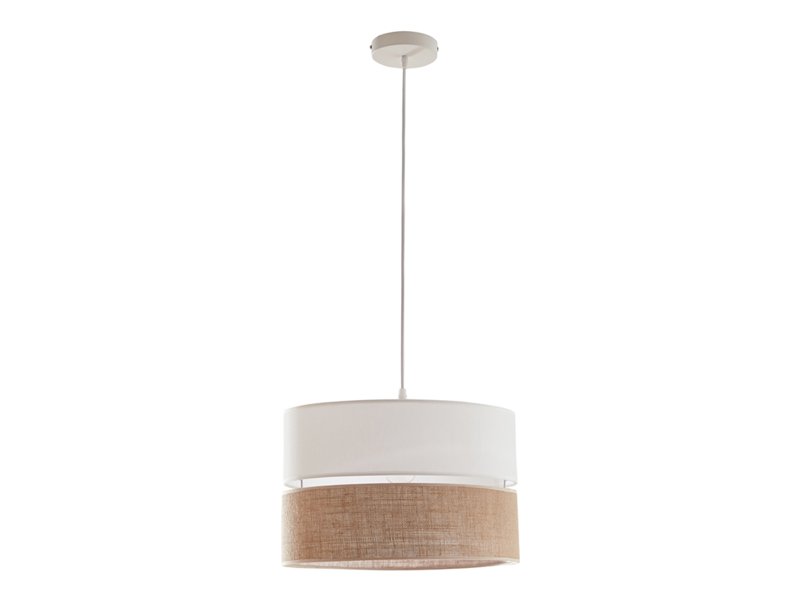 Candeeiro Suspenso Barton 1 X E27 Com Abajur Duplo Branco/linho Lux.pro