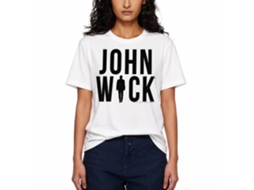 Rockinstone John Wick Silhouette Logo White Adult T-shirt Size:xxl