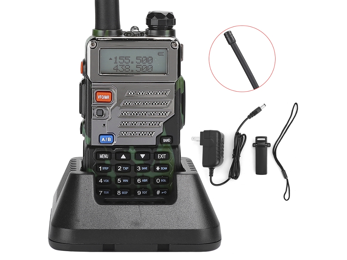 Rádio Mali Walkie Talkie Profissional, Uv 5re Camuflado, Banda Dupla, Para Carro, 4w, 1800mah