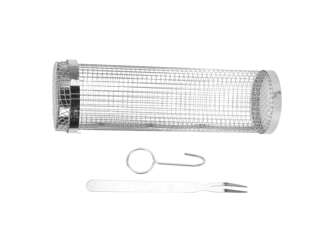 Cesta de Churrasco de Aço Inox 29.5cm com Gancho