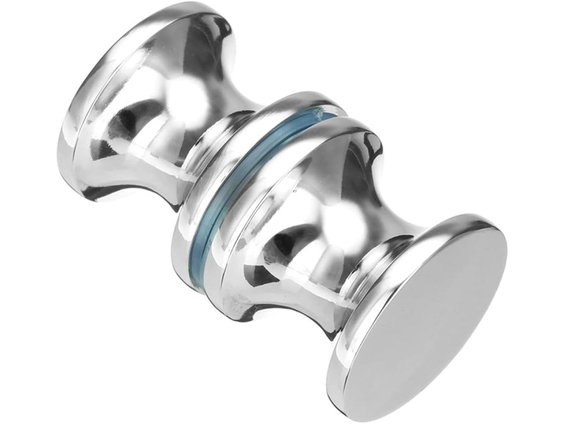 Puxador De Porta Duplo 3cm Diâmetro Em Liga Alumínio Cromado Polido Para Vidro, Ideal Para Casa, Banheiro E Box De