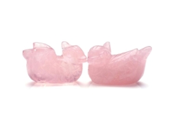 Figuras Fengshui Pato Mandarin De Cuarzo Rosa Y Loto De Aventurina Verde Para Amor Y Suerte Romántica