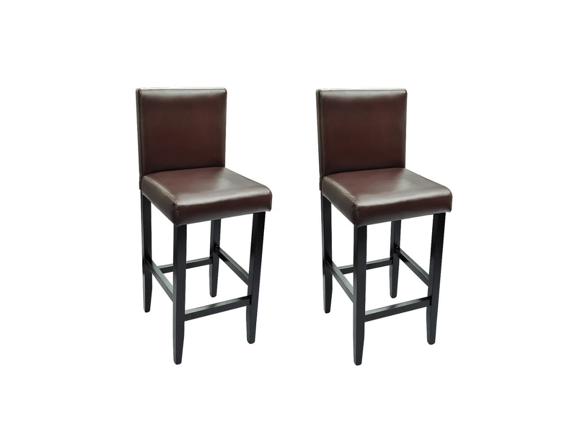 Bancos de Bar 2 Pcs Couro Artificial Castanho escuro MAISON EXCLUSIVE