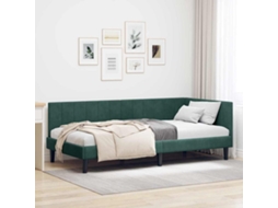 Vidaxl Estrutura De Cama De Canto Verde Escuro 90 Cm X 200 Cm Veludo