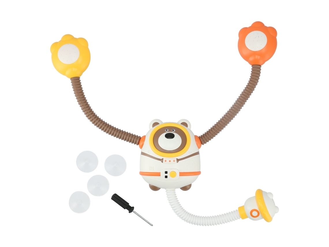 Mali brinquedo de Chuveiro para Banho Infantil Urso Espacial com Ventoza e Jato Duplo 18m+