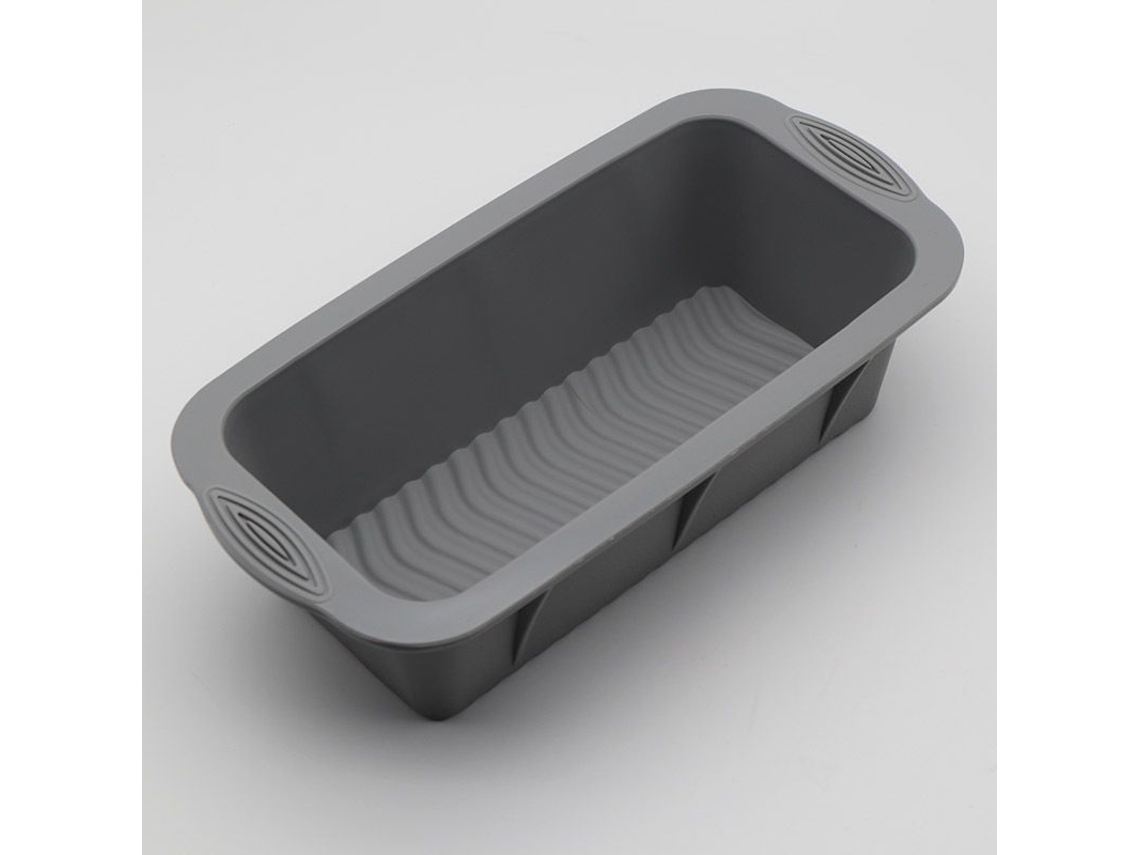 Formas quadradas de silicone Omni-2, antiaderentes, para assar pão caseiro, cinza, próprias para micro-ondas e lava-louças.