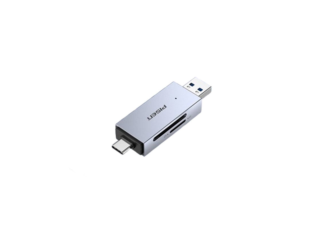 Leitor de Cartões 4 em 1 Usb 2.0 Multifuncional Usb c 3.0 em Liga de Alumínio Sd/tf/mf Usb3. 0 + Corpo em Cinza AQUAFORGE