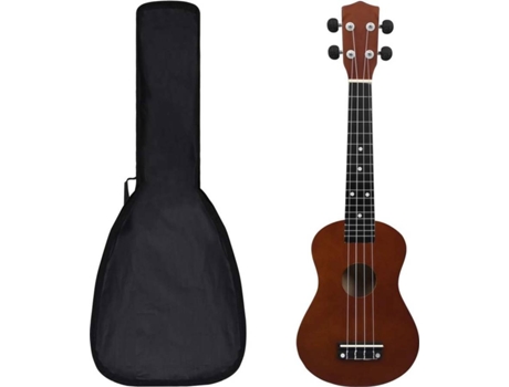 vidaXL Conjunto ukulele soprano infantil c/ saco madeira escura 23"