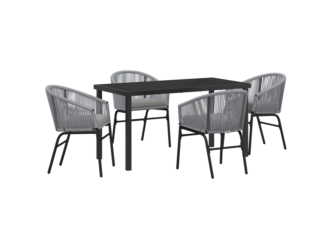 Conjunto 5 Conjunto De Jantar Para Jardim Vidaxl Antracite Vime Pe (140 X 70 X 73 Cm)