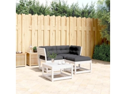 Vidaxl 3 Pcs Conj. Sofás De Jardim C/ Almofadões Pinho Maciço Branco