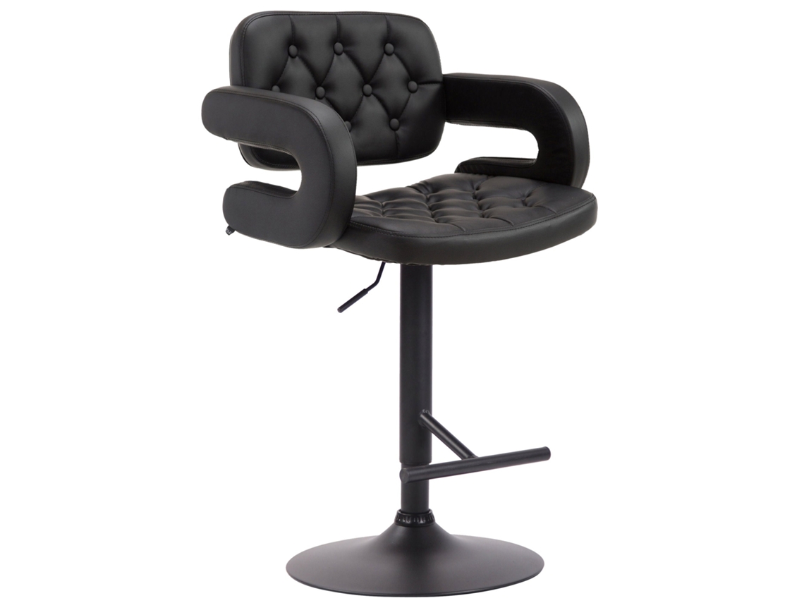 Banqueta de bar estofada em material sintético preto com apoios de braço e apoio para os pés em metal, design moderno Tdb10510 Dcoshop26