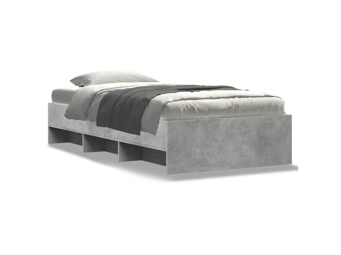 Bed Frame, Bed Frames Vidaxl Cinzeto Madeira Processada (90 X 200 Cm)