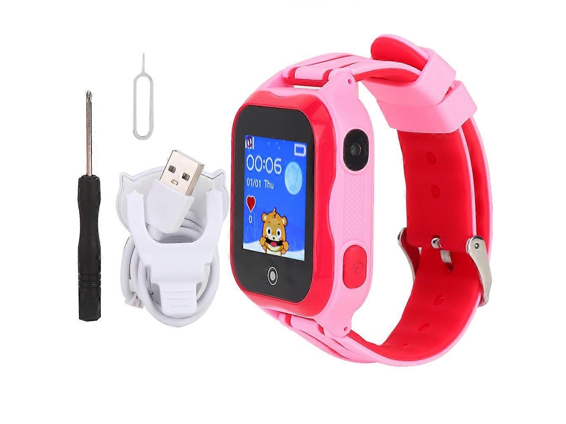 Relógio inteligente infantil com GPS, à prova d'água, câmera SOS, despertador e bicicleta elétrica Ly (rosa)