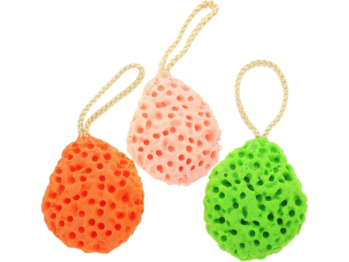 Conjunto de 3 esponjas faciais esfoliantes macias para limpeza delicada e remoção de maquiagem.