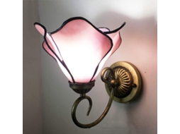Arandela De Parede, Luminária Estilo Tiffany, Cúpula De Vidro Fumê, Luz De Leitura, Acabamento Industrial Em Bronze