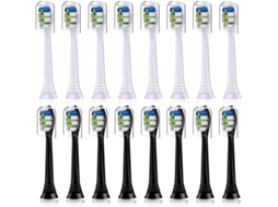 Compatível com Philips Sonicare, 16 Substituição Escova Cabeças, Brancas, Pretas