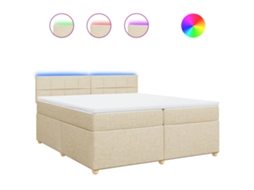 Cama com Molas/colchão 200x200 Cm Tecido Cor Creme MAISON EXCLUSIVE