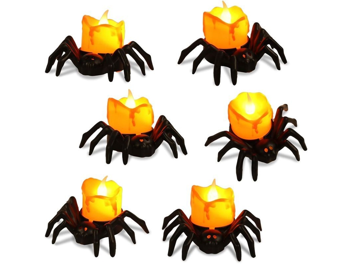Decorações de aranha de Halloween 8 peças com luz de velinha operada por bateria S/MARCA