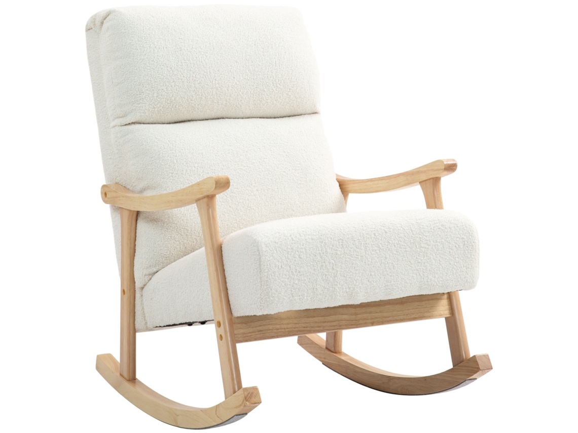 Poltrona Baloiço Moderna Creme 65x90x98 Cm (borrego, Faia)