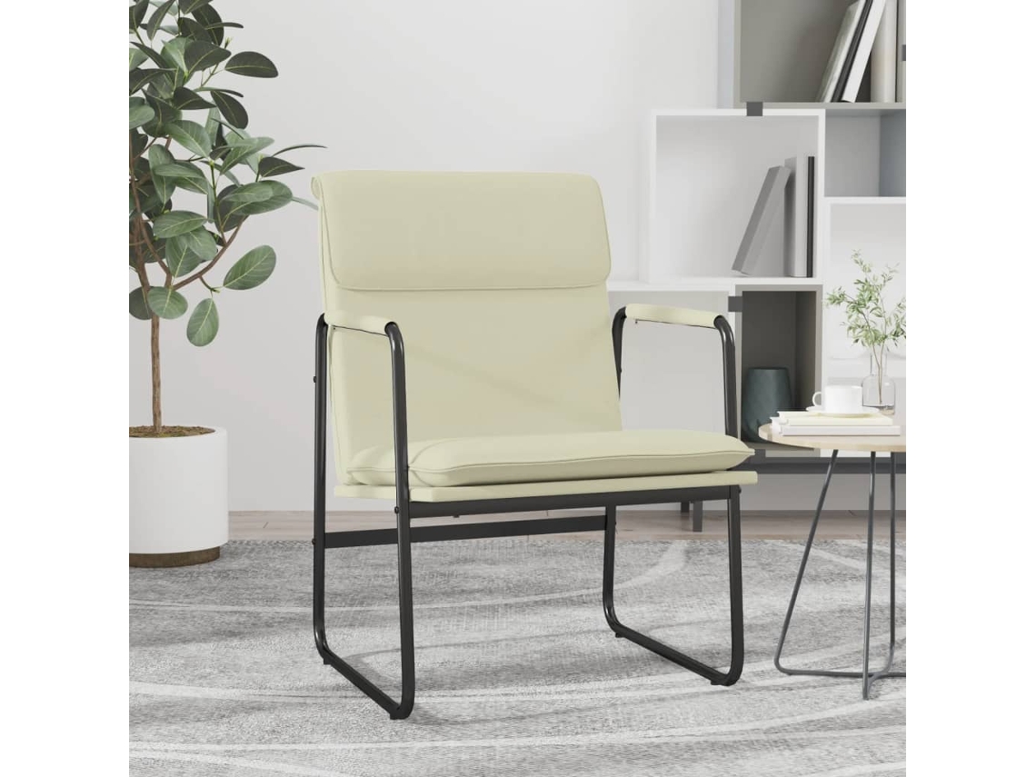 Vidaxl Cadeira Lounge 55x64x80 Cm Couro Artificial Cor Creme