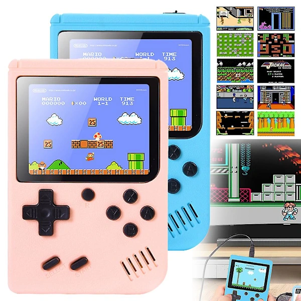 Console Portátil Retrô com 500 Títulos Clássicos, Rosa AQUAFORGE