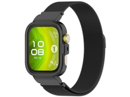 Bracelete para Huawei Watch Fit 4 Aço Inoxidável Estrutura Metálica Integrada Estilo Milan Preta XIAOMOYU