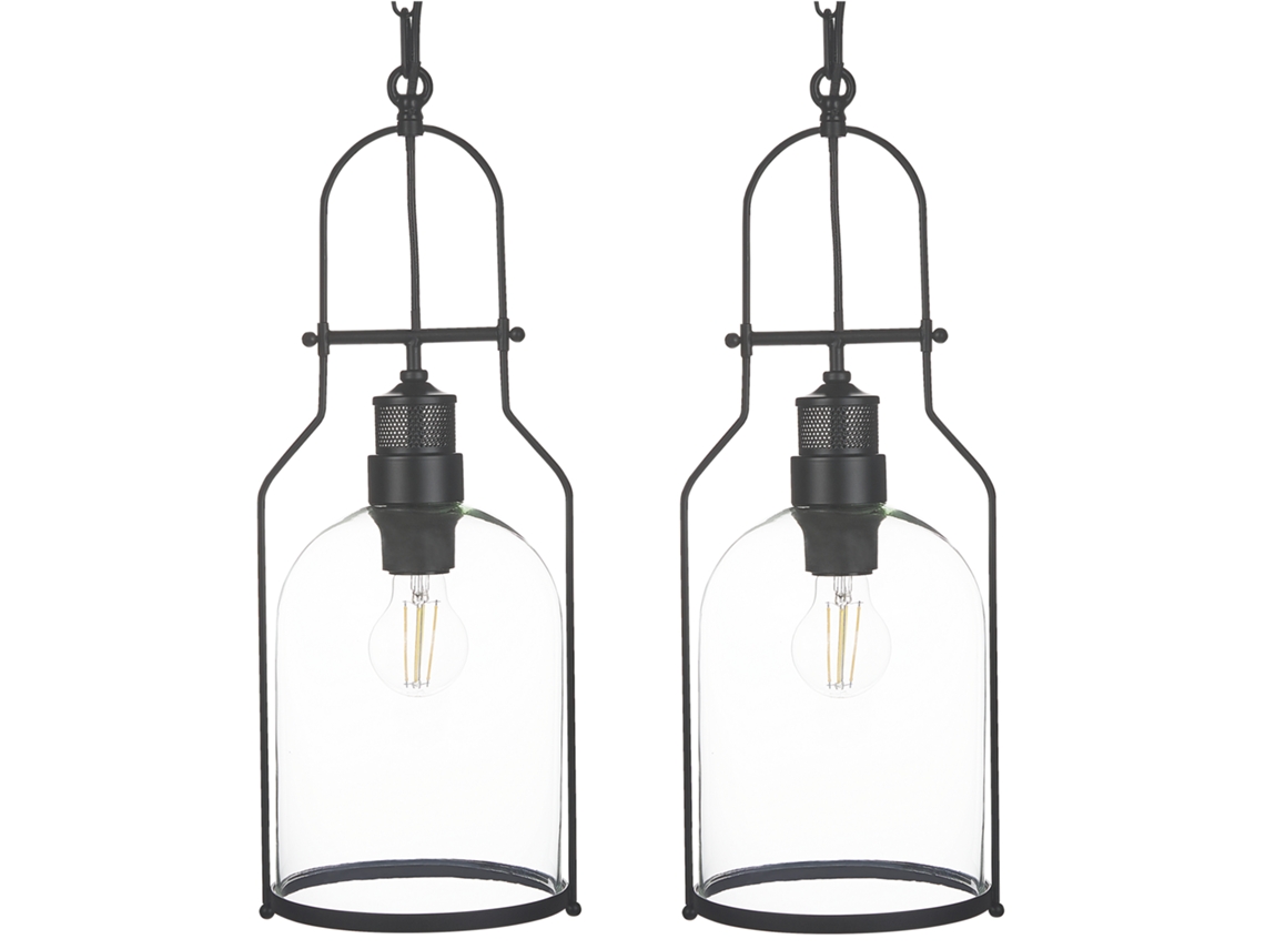 Conjunto de 2 candeeiros de teto em metal preto BASHILO