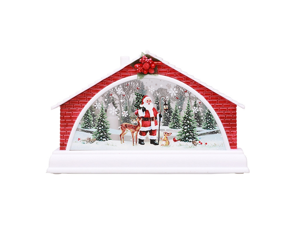 Enfeite de Natal Casa de Neve iluminada com Manger e decoração festiva S/MARCA