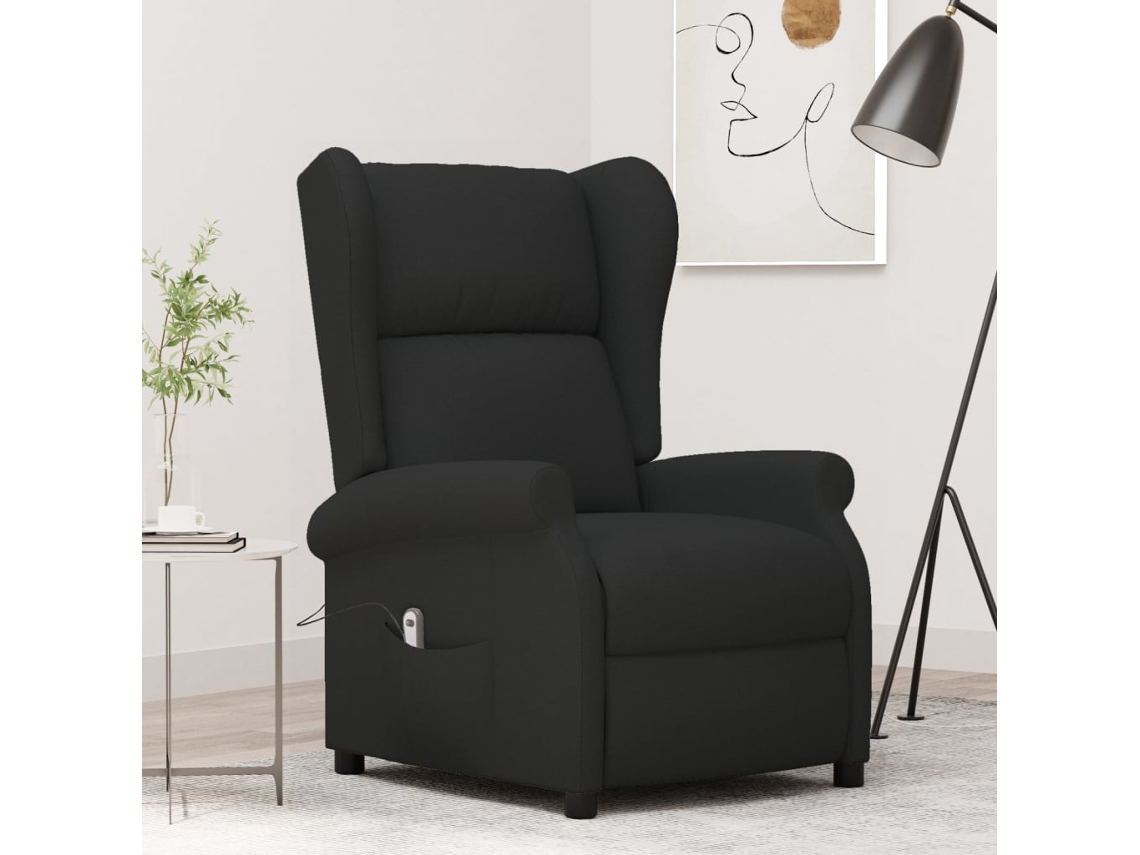 Vidaxl Poltrona Reclinável Elétrica Tecido Preto