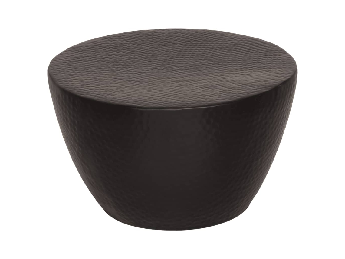 Vidaxl Mesa De Centro Em Alumínio Martelado Ø 50x30 Cm Preto