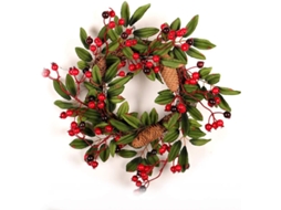 Decorações De Couronne De Rotin De Fruits Rouges 40cm Grand Cône De Pin Porte Decorativo Guirlande Suspendue