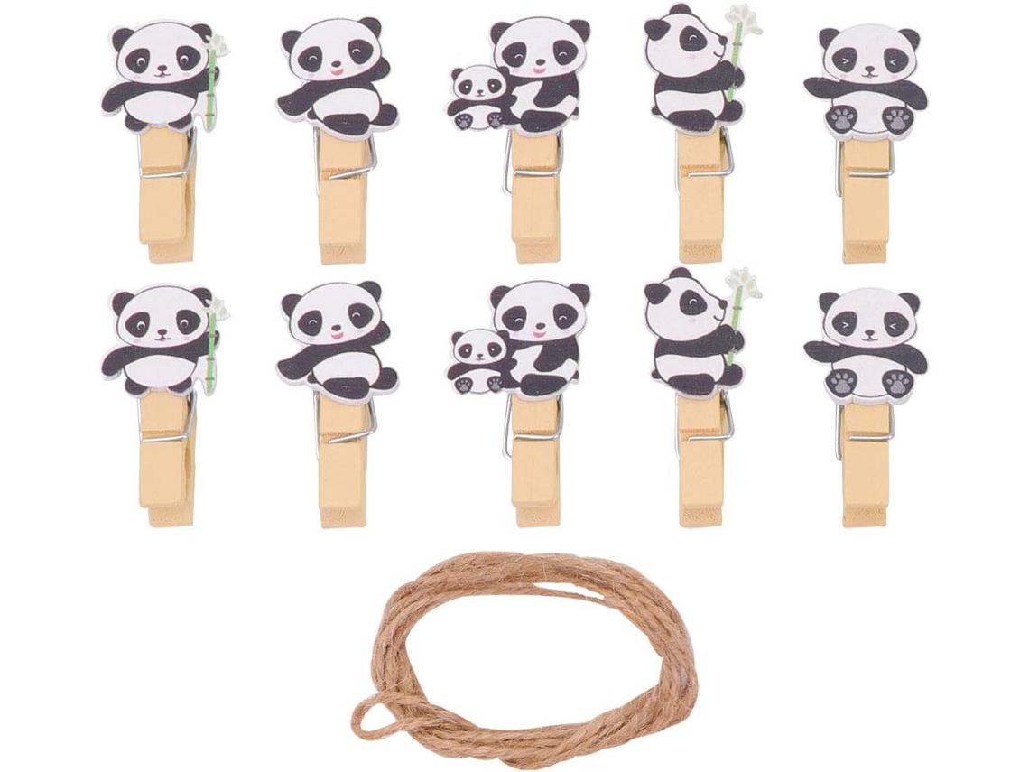 Conjunto 50 Prendedores Fotos Madeira Bambu Design Panda Folha Resistentes Duráveis Ideais Decoração Parede GOKOCO