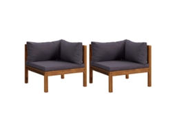 Maison Exclusive - Sofás De Canto 2pcs C/ Almofadões Cinzento-escuro Acácia Maciça