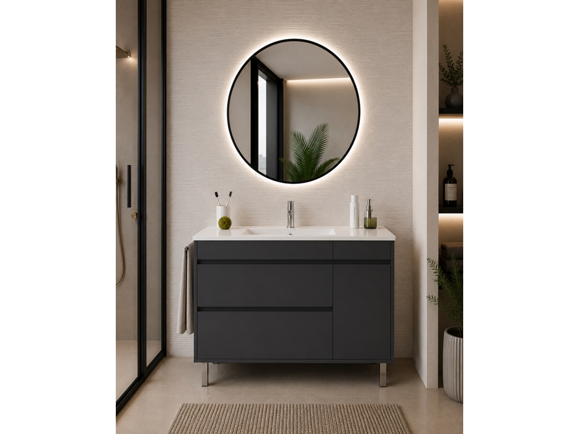 Móvel De Casa De Banho Com Lavatório Origenbath Caprera Sem Espelho 60x35 Cm Grafite